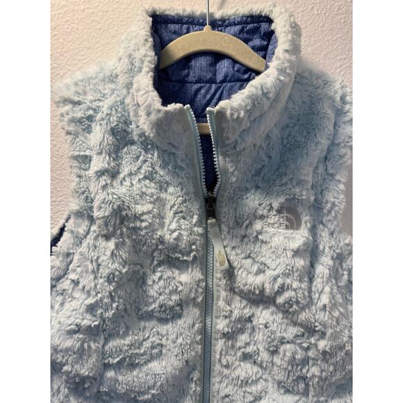 North Face Girls Blue Green Reversible Sherpa Vest Aqua Fleece Lined M 10 - Picture 8 of 11